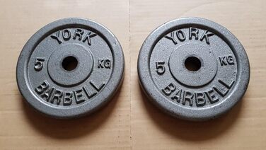Набір дисків York Fitness 4x5 кг з чавуну для штанги, 1-дюймовий отвір, для силових тренувань та набору м’язової маси