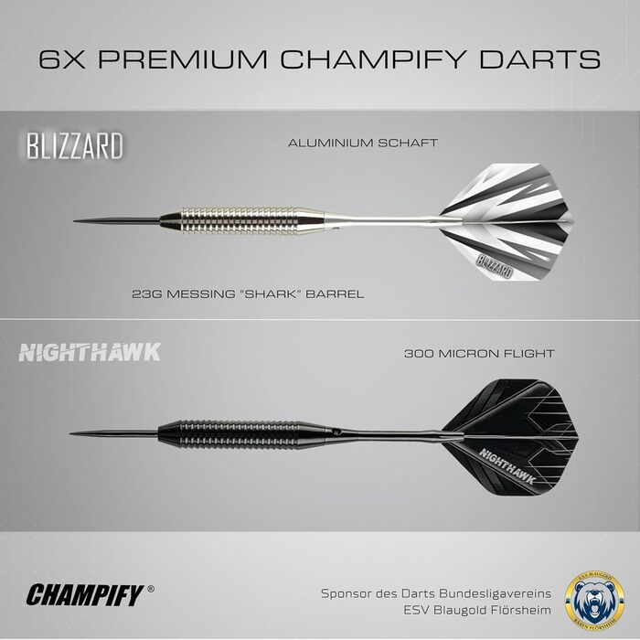 Дартс Champify® Steeldart Ø 45см: Набір з 6 дротиками, професійний, для початківців та досвідчених гравців, сізал, з монтажним комплектом
