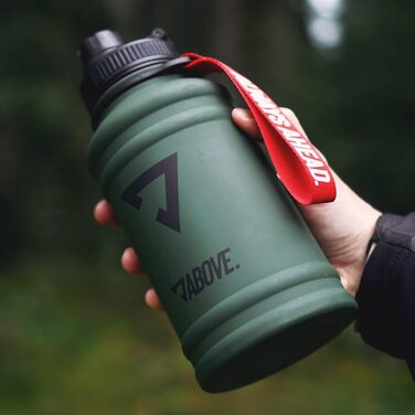 Пляшка для води з нержавіючої сталі ABOVE 1.3/2.2 л, BPA Free, для спорту, фітнесу та активного відпочинку, олива-червона, не термос