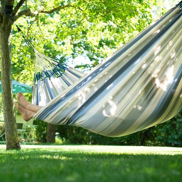 Гамак LA SIESTA® Brisa: ручної роботи з Колумбії, 160 см, для дому та відпочинку на природі (Sea Salt, для двох, з кріпленням до дерева/стовпа)