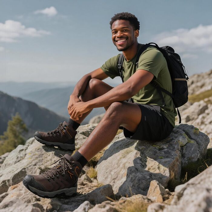 Чоловічі водонепроникні трекінгові черевики NORTIV 8 для хайкінгу, кемпінгу та активного відпочинку. Розмір 43 EU, колір коричневий.