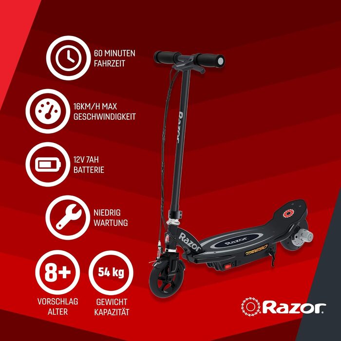 Електросамокат Razor E90 Power, чорний, для дітей