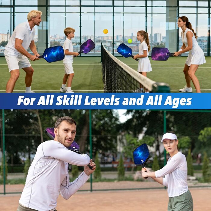 Набір для піклболу: 4 преміум дерев'яні кульки та сумка. Шляпи для піклболу, подарунок для початківців та професіоналів, обладнання для тренувань. Підходить для жінок, чоловіків, сімей. (Зоряне небо, 4 шт.)