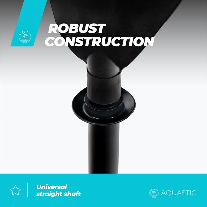 Двочастинне весло для каное AQUASTIC 220 см, легкий алюміній, міцне асиметричне скловолоконне лопато, чорне