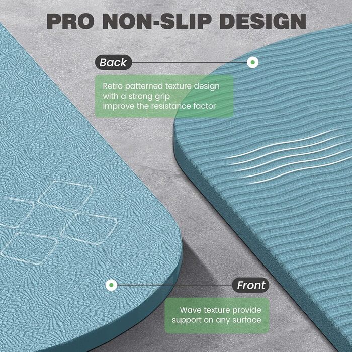 Йога мат Soontrans: протиковзаюча, 8 мм, TPE, з гумками та подушкою для колін, 183x68 см (Блакитний)