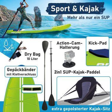 SUP дошка BRAST Turtle надувна з аксесуарами 320x81x15 см, зелена - 5 років гарантії