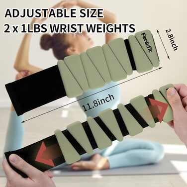 Ваги для зап'ястя та щиколоток FENIXFIT для жінок. Набір 2 шт. для силових тренувань, бігу, йоги, пілатесу (зелені)