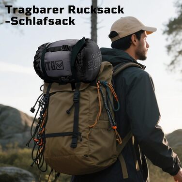 Тактичний спальний мішок 4 сезони 1TG Ranger Green (Black) для кемпінгу, трекінгу та подорожей (до 185 см)