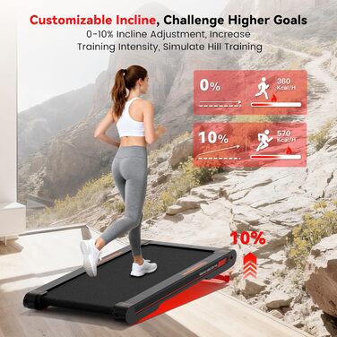 Sperax 3-в-1 Віброплатформа для бігового тренажера з пультом ДУ, 0.3-6 км/год, для дому та офісу, червона