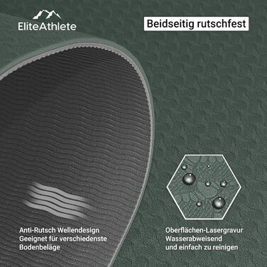 Килимок для йоги EliteAthlete 183×61×0,6 см, нековзкий, з ременем і сумкою, для фітнесу, пілатесу, тренувань, Deep Forest