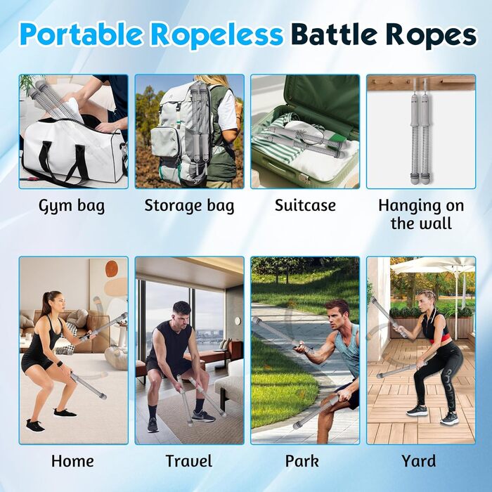 Битва мотузки TOGETDREAM: регульовані канати для тренувань без мотузки, для спалювання жиру, кардіо та силових тренувань (сірий)
