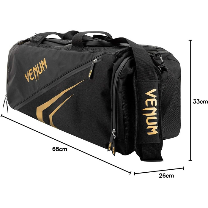 Спортивна сумка Venum Trainer Lite Evo унісекс, чорна з золотом, універсальний розмір