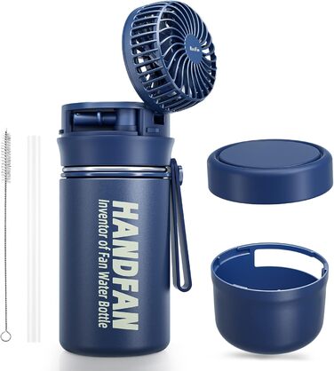 Термос-пляшка HandFan з нержавіючої сталі, 350 мл, синя, ізольована, BPA-free, для газованої води, спортивна, для велосипеда, школи та фітнесу