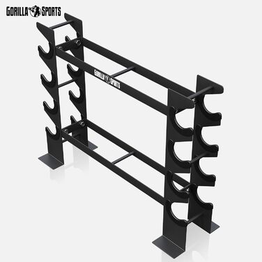 GORILLA SPORTS Стійка для гантелей на 8 місць, 2 рівня, до 300 кг, сталева, чорна, для зберігання гантелей