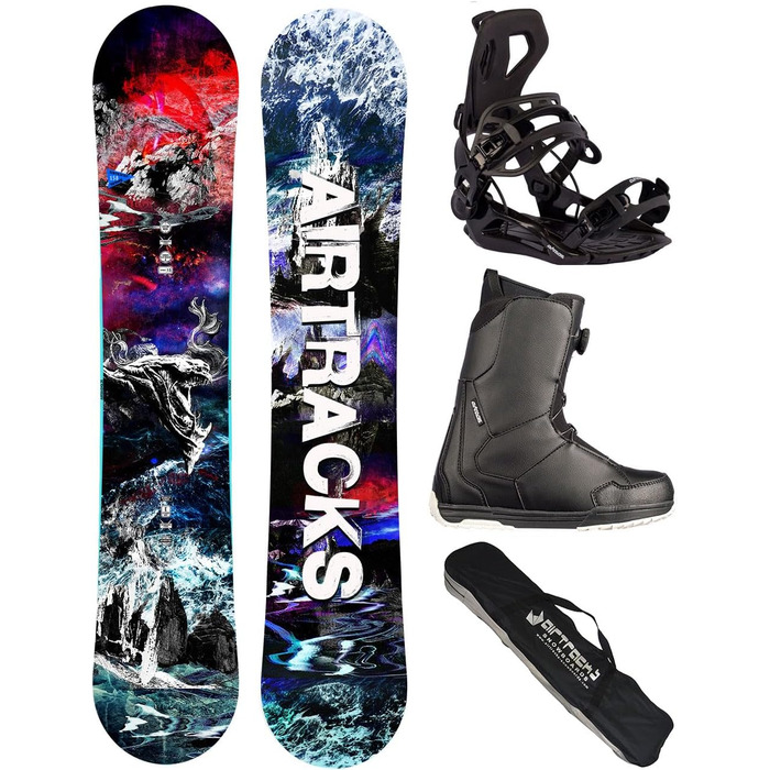 Чоловічий комплект для сноуборду Airtracks Fantasy Carbon Flat Zero Rocker Wide 148 см + кріплення Master + черевики Master Atop 41 + сумка
