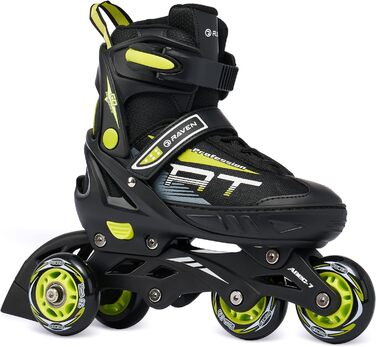 Інлайнерожі RAVEN Profession 4in1 чорного та лаймового кольору, регульовані 31-35 (20,5-23 см), для дітей та дорослих