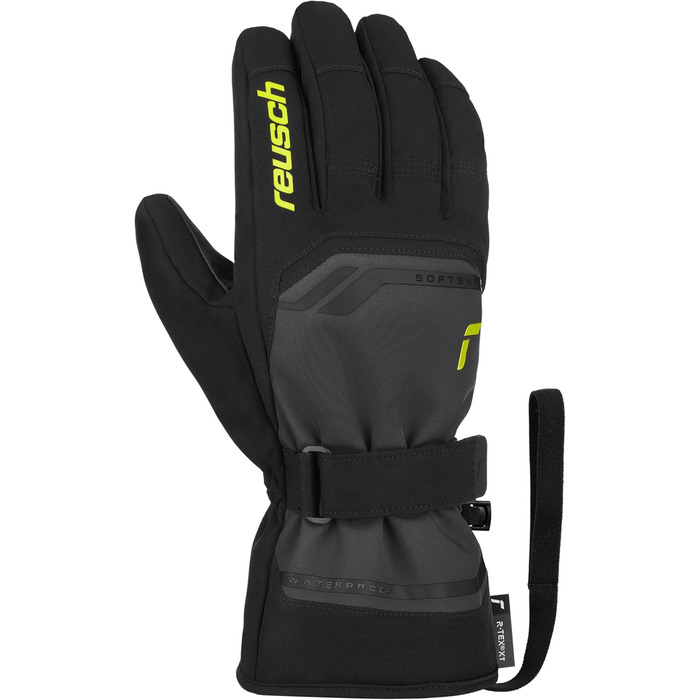 Чоловічі лижні рукавички Reusch Primus R-tex XT, водонепроникна мембрана, теплі зимові рукавички софтшел, сірі-жовті, розмір 9.5