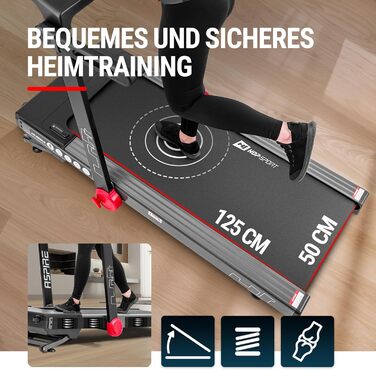 Бігова доріжка Hop-Sport Aspire HS-2500LB для дому, 3 к.с., 50x125 см, до 18 км/год, USB, Bluetooth, дисплей, навантаження до 150 кг, нахил до 15°