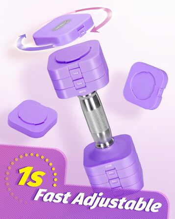 Набір гантелей Fragraim 5 кг x 2, регульовані, для дому, фітнесу, силових тренувань (фіолетовий)