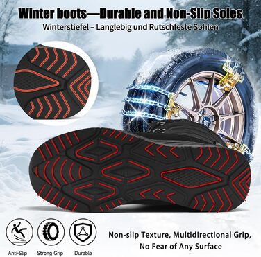 Зимові черевики жіночі водонепроникні, теплі, зручні, антиковзні, для піших прогулянок, трекінгу, відпочинку. Розміри 37-42 EU (Чорний, 37 EU)