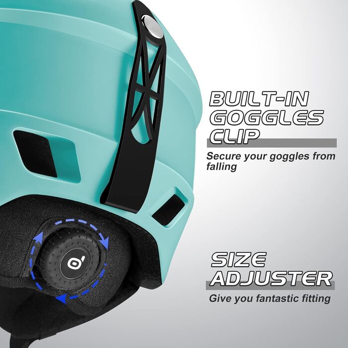 Шолом для сноуборду та гірських лиж Odoland з маскою, блакитний, M (55-59 см)