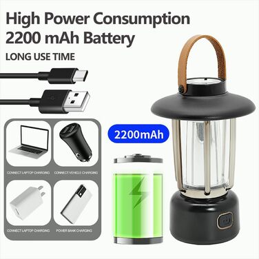 LED кемпінгова лампа AuRiver: портативна, USB, з ліхтариком, 3 режими, IPX3, для кемпінгу, намету, саду, дому