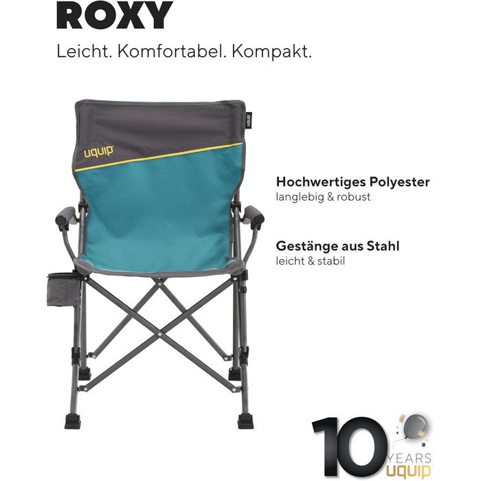 Кемпінговий стільць Uquip Roxy Petrol: міцний складаний стільчик для відпочинку на природі