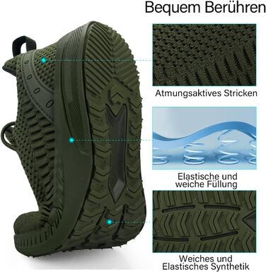 Кросівки Feethit для чоловіків: спортивні, для бігу, зручні, підошва з гуми, дихаючі, армійного кольору, розмір 41 EU