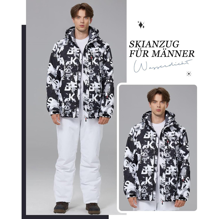 Сніговий костюм чоловічий HOUZONIY (L, 434+Schwarz) - водонепроникний, 2-частинний