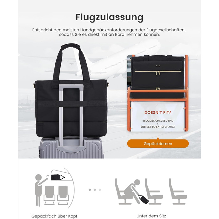 Сумка-трансформер LOVEVOOK для подорожей: 45л, для спорту, в аеропорт, пологовий будинок, з відділенням для взуття та мокрих речей (Чорний)