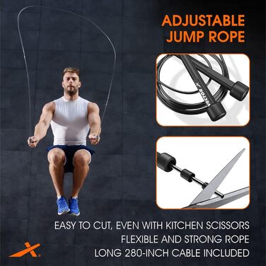 Скакалка Vector X VXF 684 для кардіотренувань та схуднення | Міцний нейлон, регульована довжина | Чоловіча та жіноча