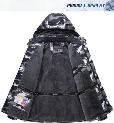 TACVASEN чоловіча тепла зимова куртка, водонепроникна функціональна куртка з капюшоном, армійний зелений (3XL, чорний камуфляж)