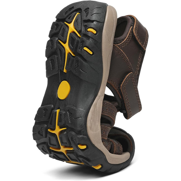 Чоловічі сандалі FLARUT для туризму та пляжу, шкіряні трекінгові, темно-коричневі, 42 EU