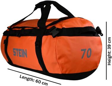 Водонепроникна сумка для подорожей STEIN Metro 70L (рюкзак-трансформер) з ПВХ-покриттям, компресійними ременями та м'якими плечовими ременями, помаранчевий