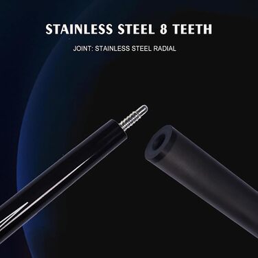 OKHEALING Професійний Більярдний Кіюк T700 з Карбону, 147 см, 12.4 мм, 8 зубців, для 8 та 9 куль