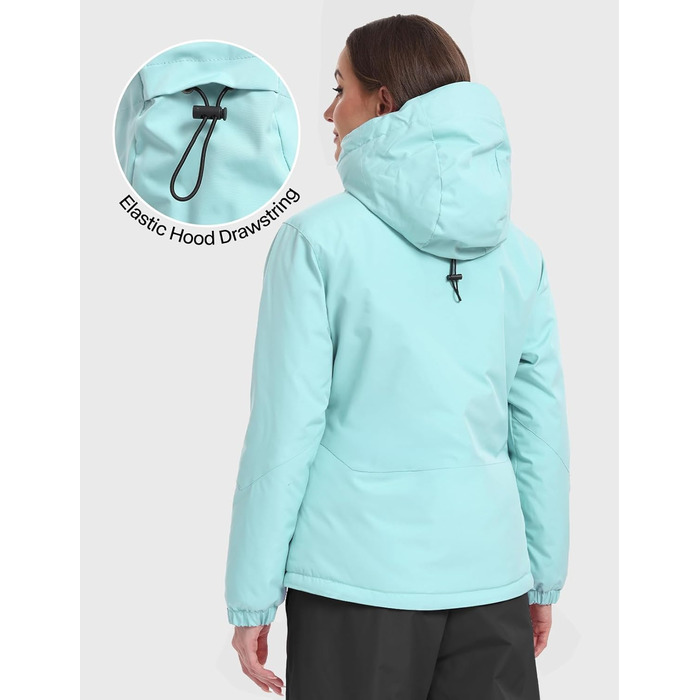 Жіноча лижна куртка GEMYSE з інтегрованими захисними ременями, тепла зимова куртка, водонепроникна, вітронепроникна та дихаюча, для активного відпочинку на природі (Morgenvioett, S, Wasserblau)