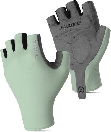 Велосипедні рукавички INBIKE літні, дихаючі, з гелевою подушкою, для шосе та MTB, антиковзаючі, з відбиваючими елементами, чоловічі/жіночі (S, Зелений)