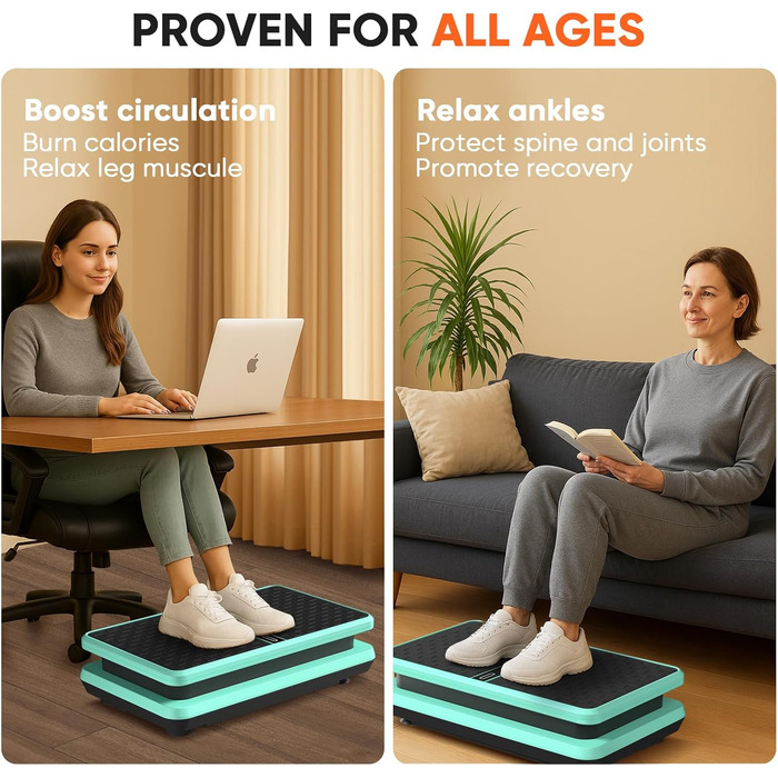 Вібраційна платформа для дому 2025: тренажер для схуднення та нарощування м'язів. Вібраційний тренажер для всього тіла, 99 рівнів інтенсивності, 58 см, до 150 кг