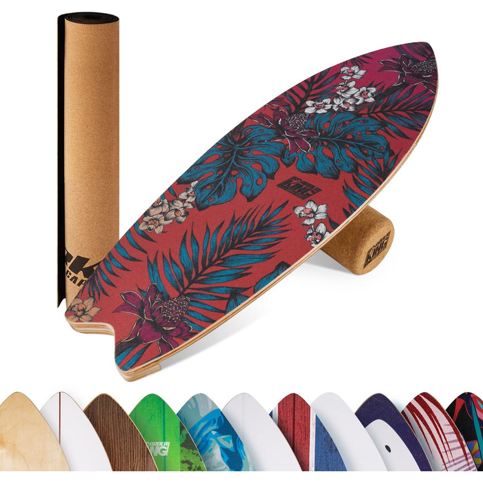 Балансборд BoarderKING Indoorboard Wave для серфінгу та скейтбордингу, тренажер рівноваги для нейром'язового тренування, з захисним килимком