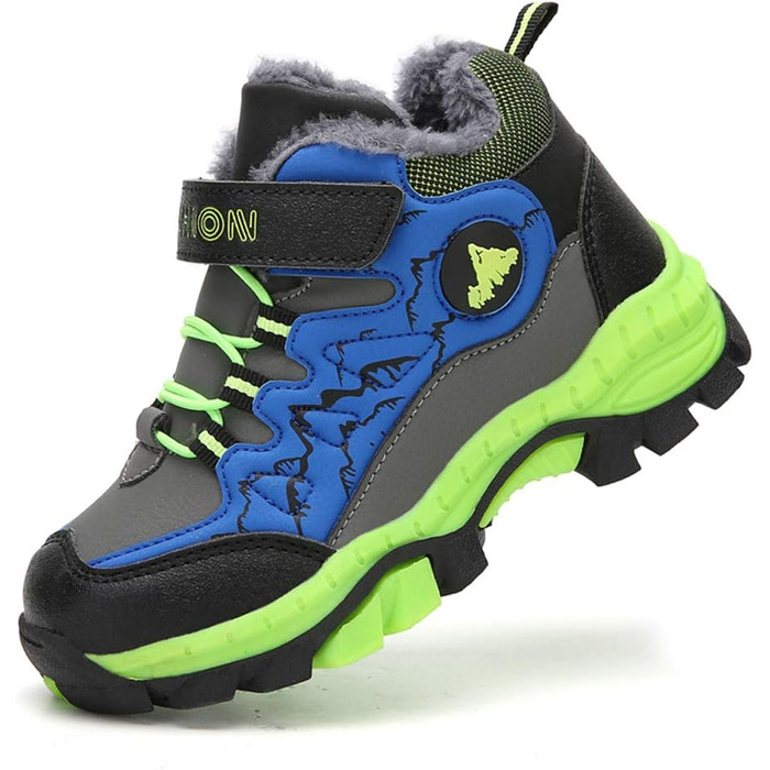 Зимові дитячі черевики для хлопчика: трекінгові, туристичні, водонепроникні, розмір 30-40 EU, зелені