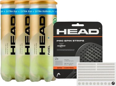 Набір для падел-тенісу Head Padel PRO S+ (3 ракетки + 9 м'ячів) + смужки Rezztek Pro Spin для збільшення обертання