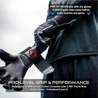 Воротарські рукавички Renegade GK Eclipse Profi з захистом пальців (Розміри 7-12, Рівень 5) 4+3мм EXT Contact Grip | Професійні рукавички для воротарів чоловіків, дорослих та підлітків