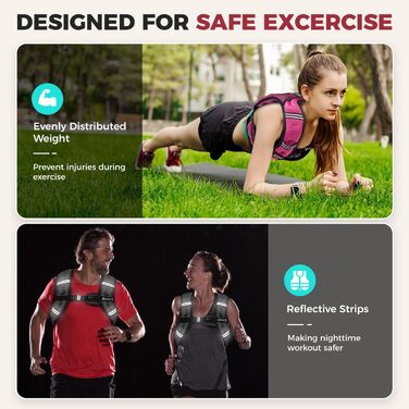 Вага для тренувань BAGAIL, регульований обхват грудей, практична кишеня, наповнена залізяним піском, ідеально підходить для тренувань у спортзалі, йоги та аеробіки (Рожева, 6 кг)