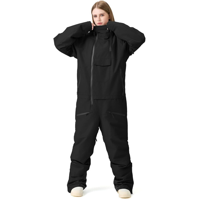Жіночий комбінезон HOUZONIY для сноуборду та катання на лижах, теплий гірськолижний костюм, XXL, чорний