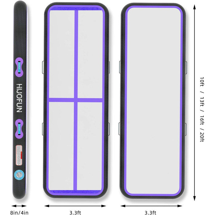 Надувна гімнастична мат для акробатики та тренувань 3/4/5/6 метрів заввишки 20 см. Підходить для йоги, тхеквондо, акробатики. Розміри: 400х100х20 см.