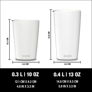Термокружка SIGG Neso Pure Ceram 0,4 л, біла, з кришкою Tritan, з нержавіючої сталі 18/8, легка, BPA-free, для кави, підходить для посудомийної машини