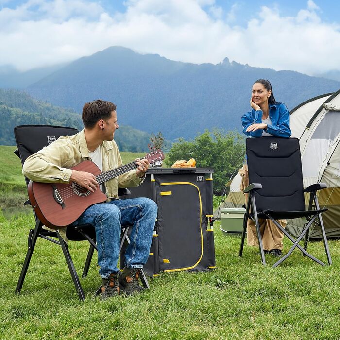 Крісло для кемпінгу Timber Ridge складне, з високою спинкою, 150 кг, 4 положення, з сумкою, для саду, балкону, дому, чорне