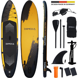 Надувна SUP-дошка 24MOVE® Premium для йоги та серфінгу, 366x80 см, червона, з аксесуарами, подвійний насос, антиковзка поверхня, для дітей і дорослих