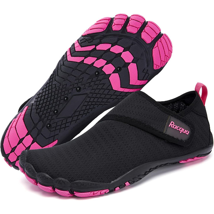 Водні черевики Raqua для чоловіків та жінок, плавання, пляж, чорний, рожевий, 36 EU