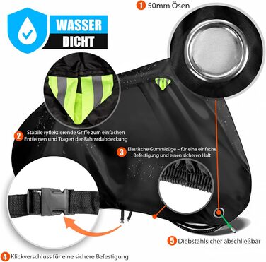 Водонепроникний чохол для велосипеда BigDean – захист від негоди, підходить для 1-2 велосипедів, мотоциклів та ролерів, поліестер 210D